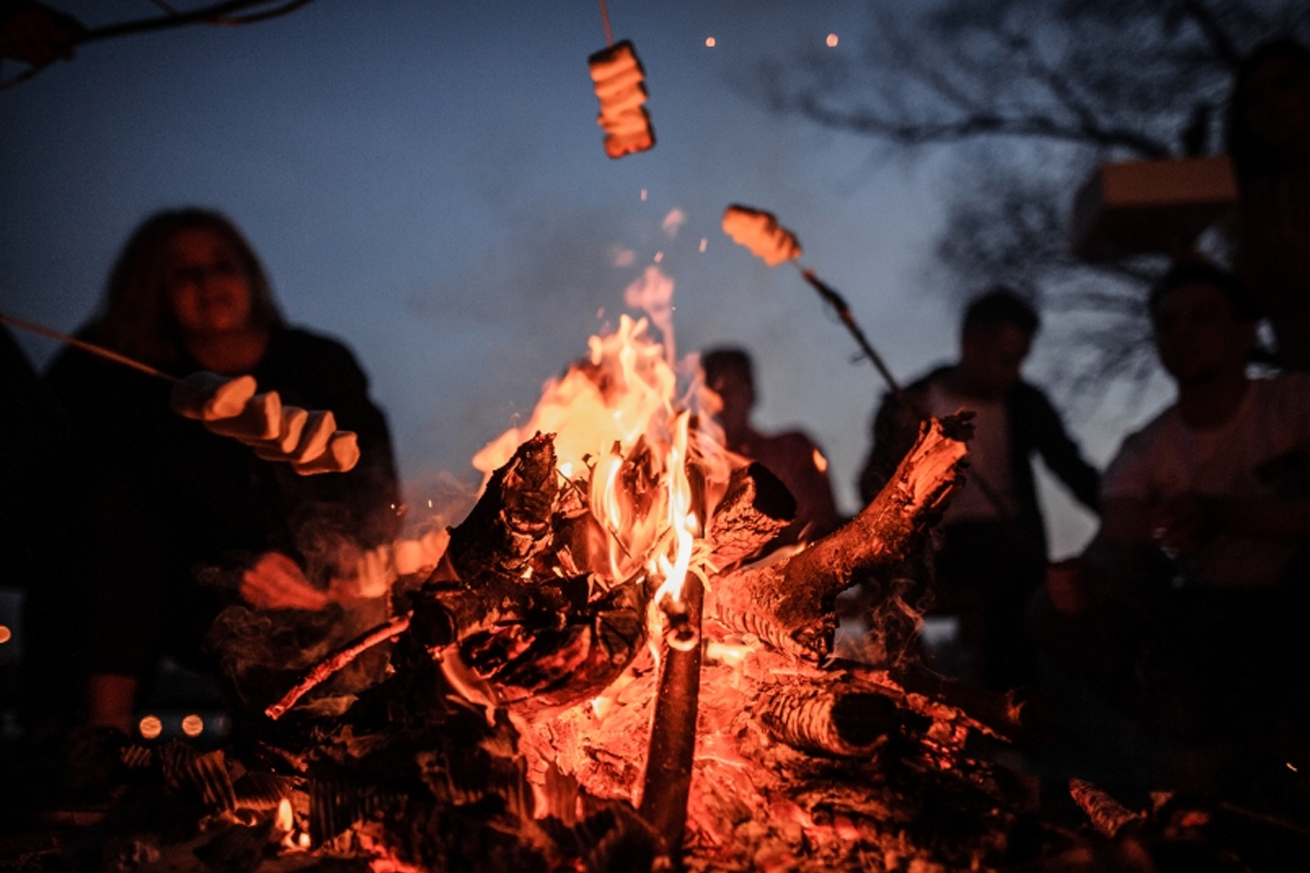 Kampvuur op Camping Buitengoed de Boomgaard