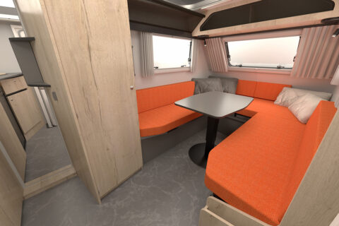Interieur van de Caravan primeurs van 2025 GetAway Active interieur