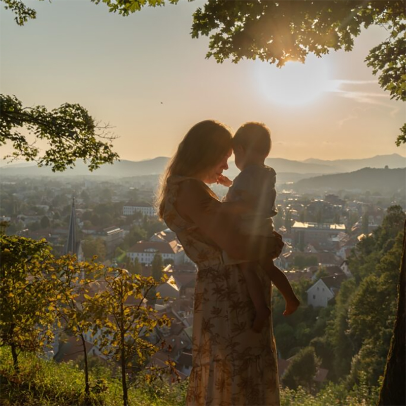 Mother and Child at Sunset